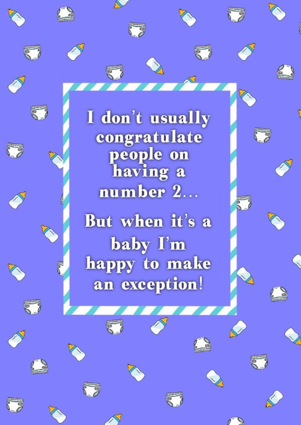 Funny Baby Number 2 Card | Baby Shower Card | Maternity Leave Card | New Baby created by Childish Ramblings