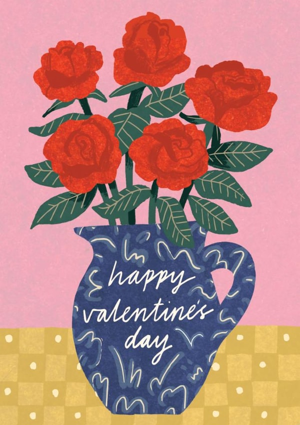 Pretty Valentine's Day Card - Vase - Roses created by Laura Darrington Design Ltd.