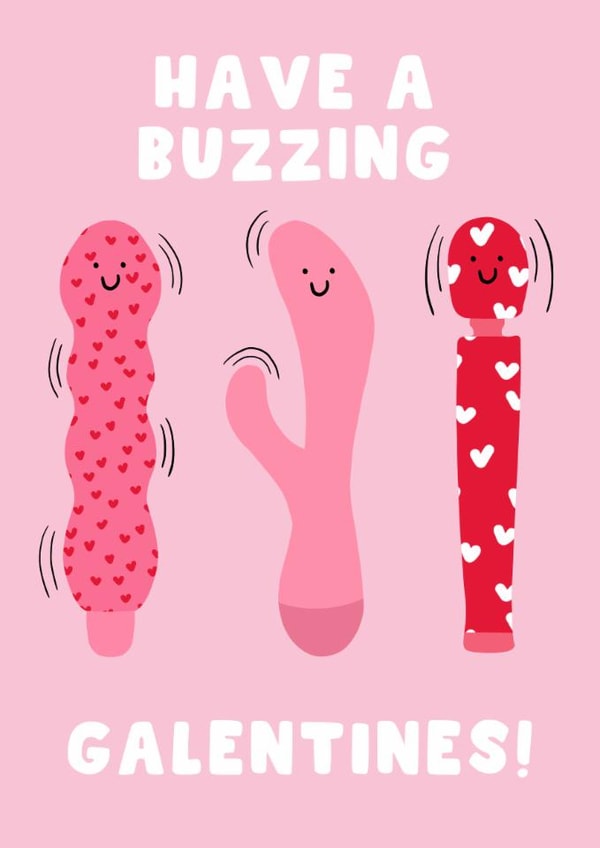 Rude Galentine's Day Card - Have A Buzzing - Vibrator's created by Pink Peach Cards