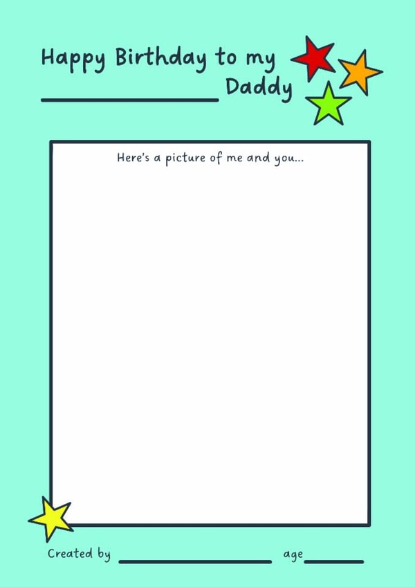 Cute Birthday Card - For Daddy - Drawing created by Brogan Cheetham