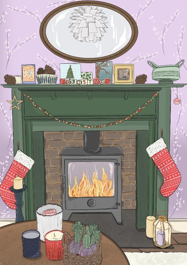 Cosy Christmas Fireplace Card created by Phoebe Hope Designs