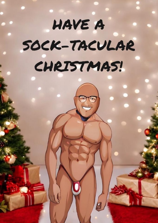 Funny Christmas Card - Sock-Tacular Gregg Wallace for Friends & Fans created by Darren McKiernan