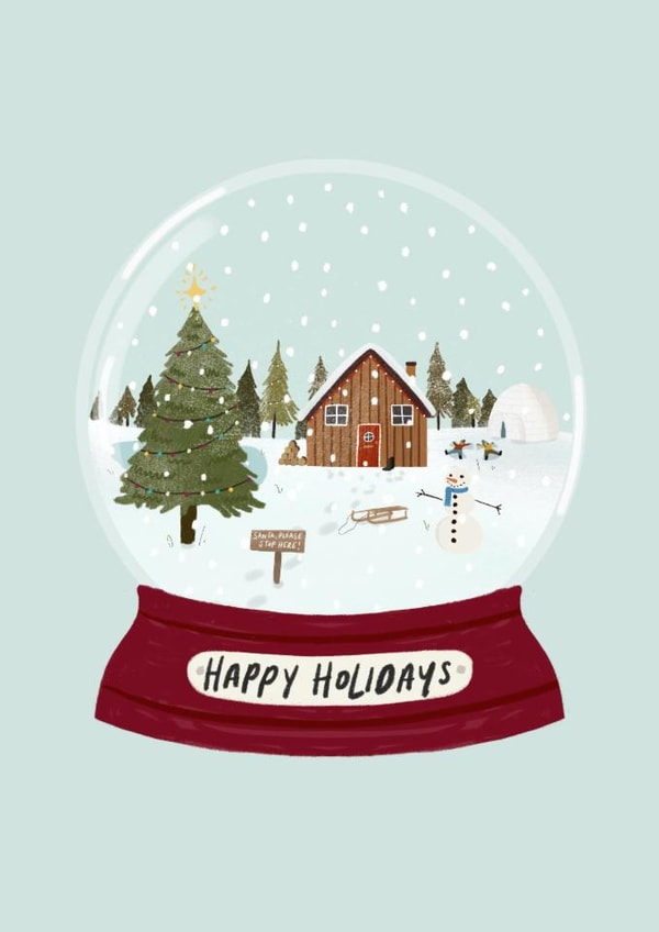Christmas Card for Family and Friends - Cute - Snowglobe Winter Wonderland created by By Beck