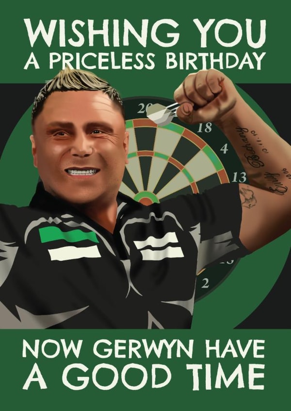 Funny Birthday Card - Gerwyn Price Darts - World Champion created by AbiGoLucky