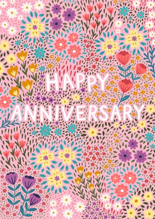 Pretty Anniversary Card - Pink Ditsy Floral created by Pear Tree Press