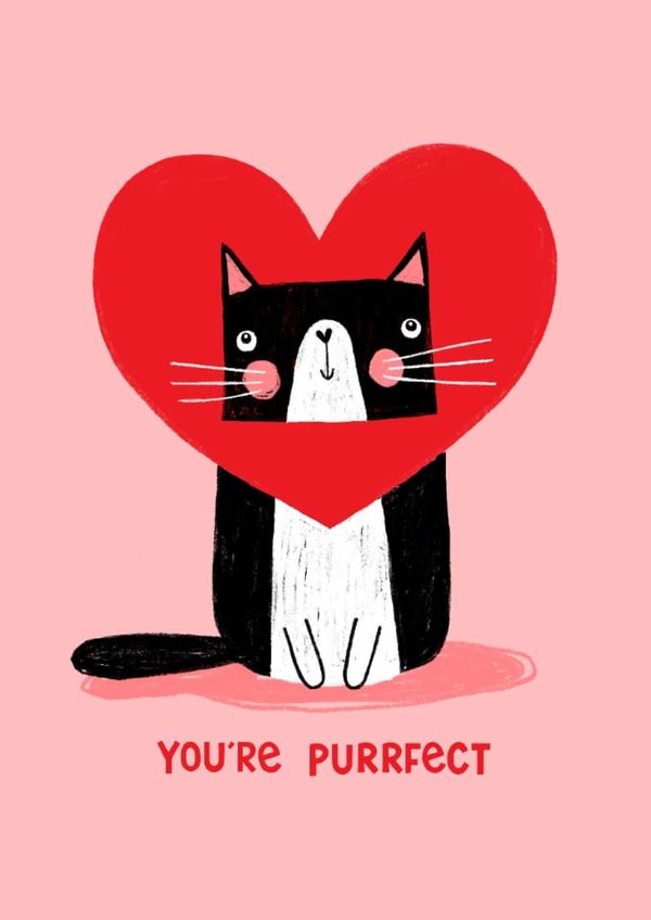 Cute Valentine's Day Card - You're Purrfect created by Nicola Watson
