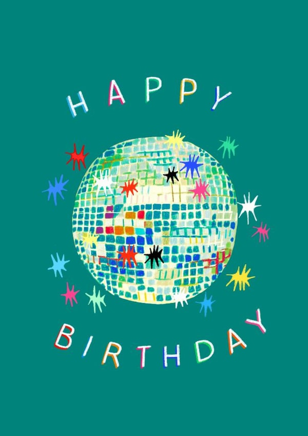 Arty Birthday Card - Colourful Disco Ball created by A Does Art