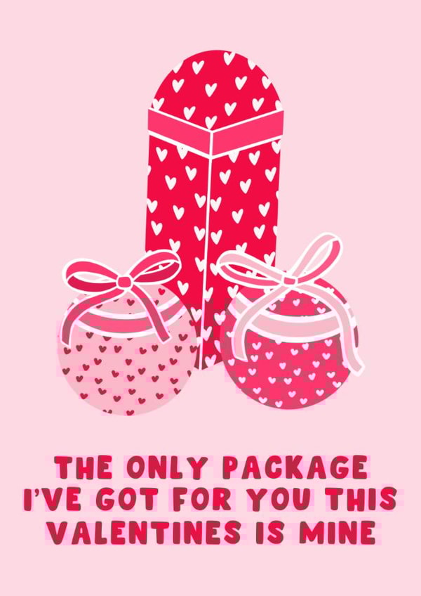 Cheeky Valentine's Day Card - The Only Package - Suggestive created by Pink Peach Cards