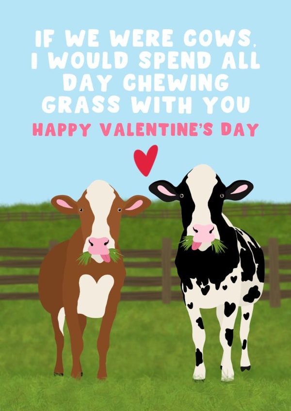 Cute Valentine's Day Card - Spend All Day With You - Cows created by Pink Peach Cards