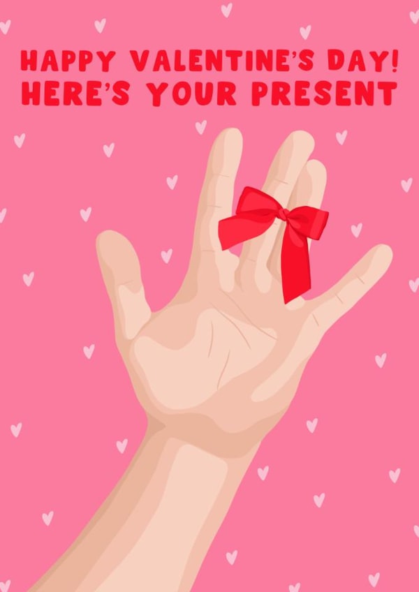 Cheeky Valentine's Day Card - Here's Your Present - Finger Present created by Pink Peach Cards