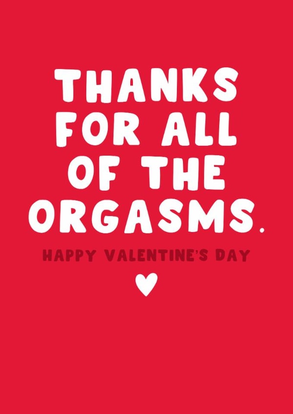 Rude Valentine's Day Card - Thanks For The Orgasms created by Pink Peach Cards