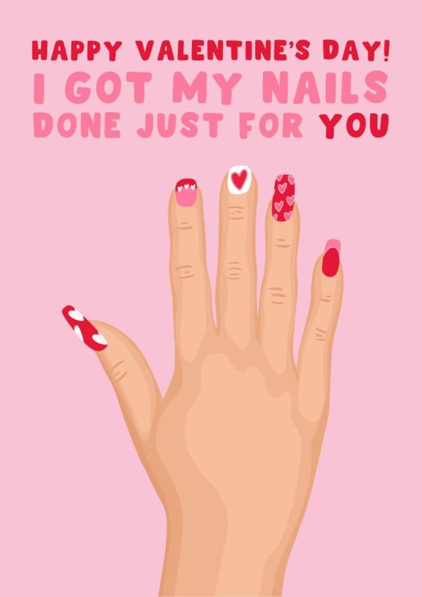 Cheeky Valentine's Day Card - Manicure created by Pink Peach Cards