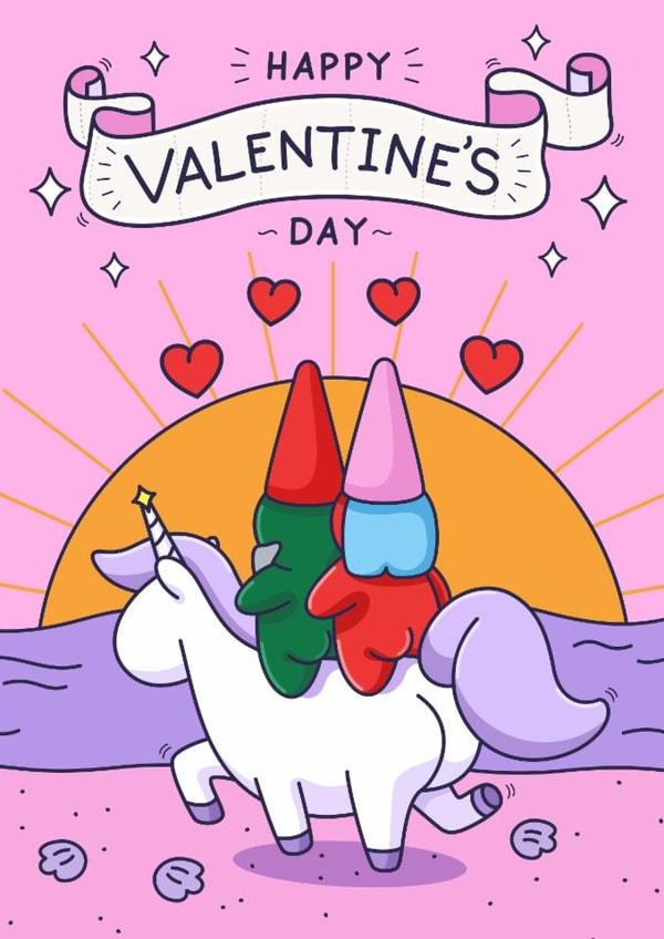 Cute Valentine's Day Card - Sunset Beach - Bums created by Cheeky Legends