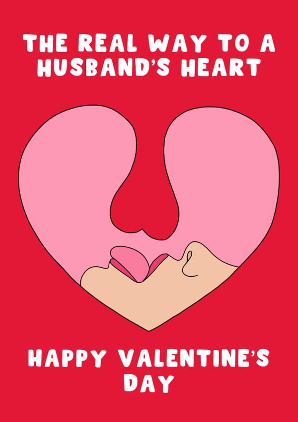 Cheeky Valentine's Day Card - For Husband - The Real Way To A Mans Heart created by Pink Peach Cards