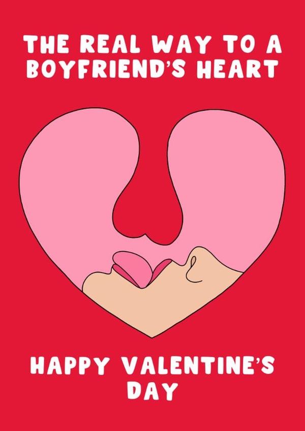 Cheeky Valentine's Day Card - For Boyfriend - The Real Way To A Mans Heart created by Pink Peach Cards