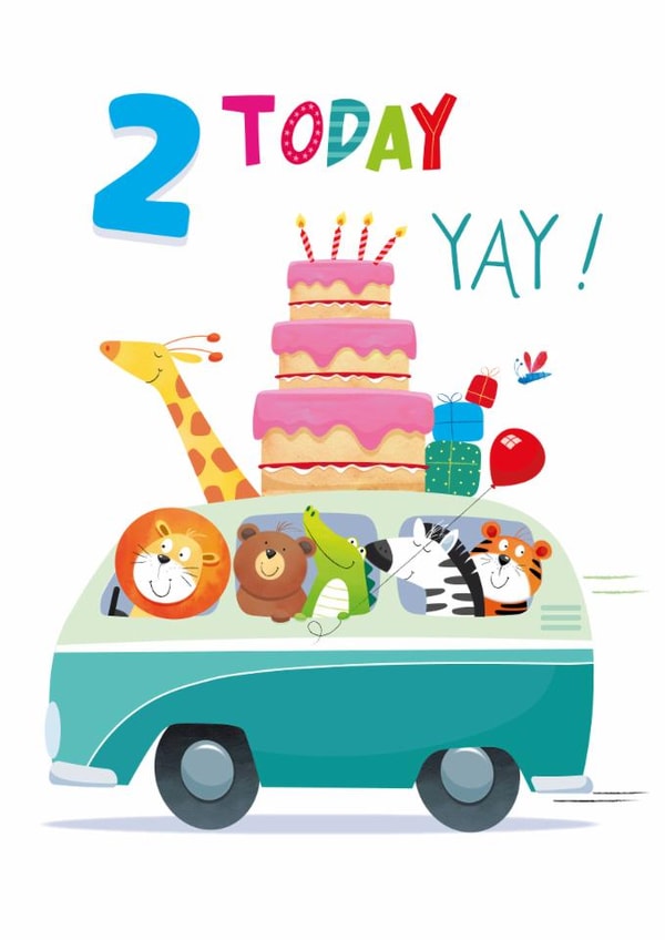 Cute 2nd Birthday Card - Animals - Cake created by Sarah Pitt