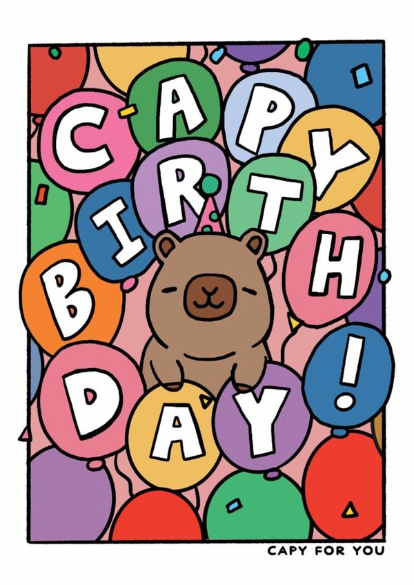 Cute Capybara Birthday Card - Capy For You - Capy Birthday! created by JOLLY AWESOME