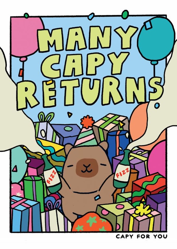 Cute Capybara Birthday Card - Capy For You - Many Capy Returns created by JOLLY AWESOME