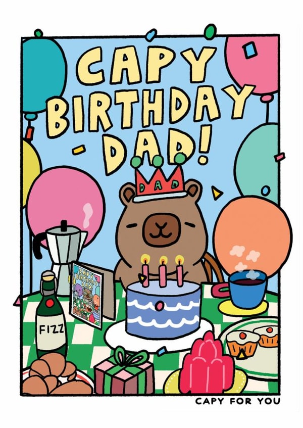 Cute Funny Capybara Birthday - For Dad - Capy Birthday Dad! created by JOLLY AWESOME