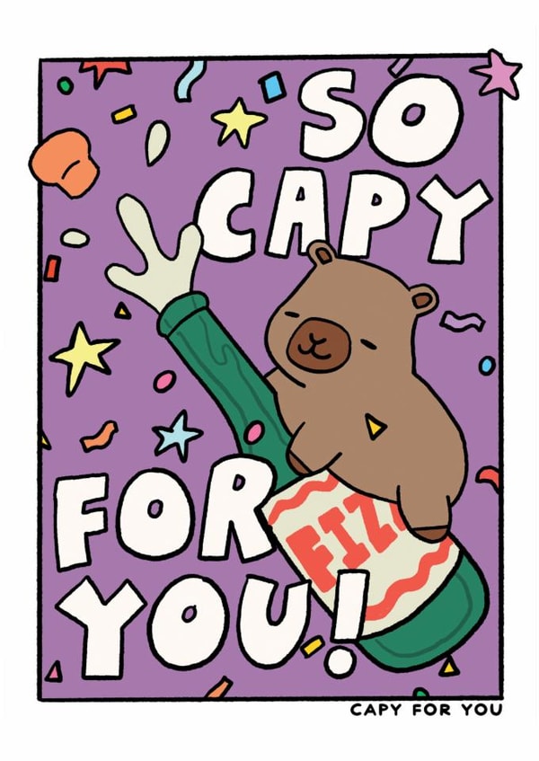 Cute Capybara Congratulations Card - Capy For You - So Capy For You! created by JOLLY AWESOME
