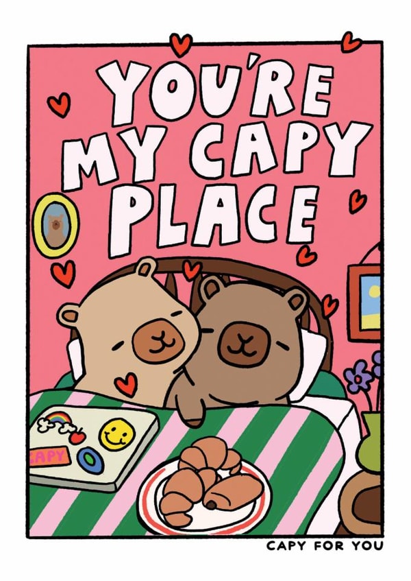 Cute Capybara Valentine Card - Capy For You - You're My Capy Place created by JOLLY AWESOME
