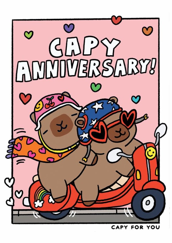 Cute Capybara Anniversary Card - Capy For You - Capy Anniversary created by JOLLY AWESOME