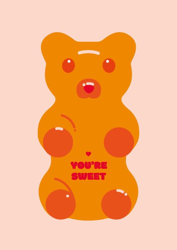 Cute Valentine's Day Card - Gummy Bear - You're Sweet created by Dicky Bird
