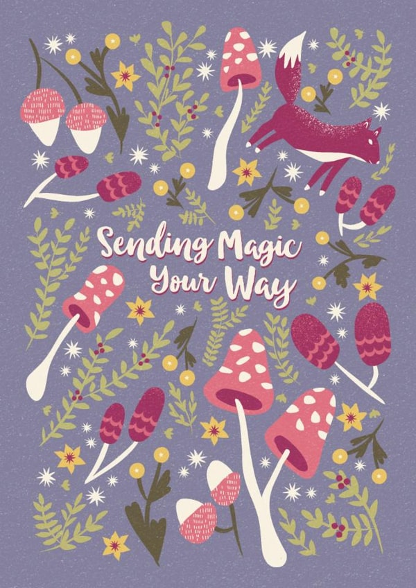 Pretty Just Because Card - Sending Magic Your Way - Mushrooms created by Victoria eve