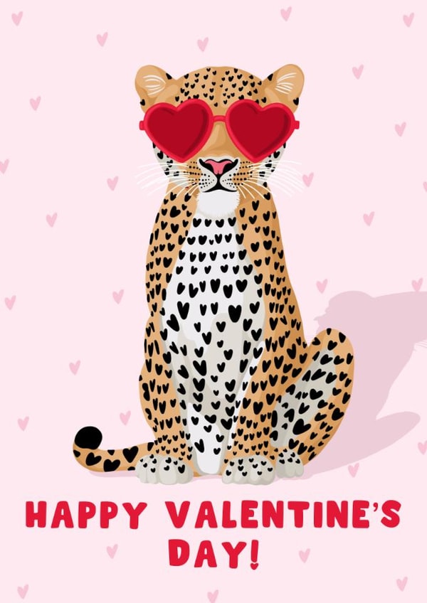 Cute Valentine's Day Card - Hearts - Jaguar created by Pink Peach Cards