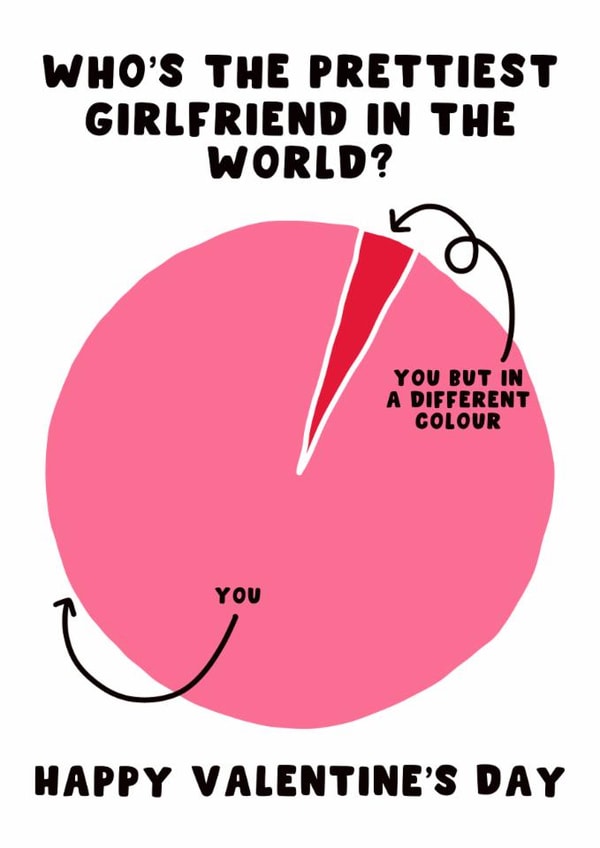 Cute Valentine's Day Card - The Prettiest Girlfriend In The World - For Girlfriend created by Pink Peach Cards