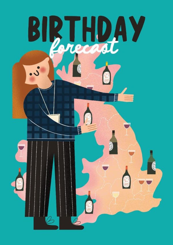 Funny Birthday Card - Wine Forecast - Weather created by AbiGoLucky