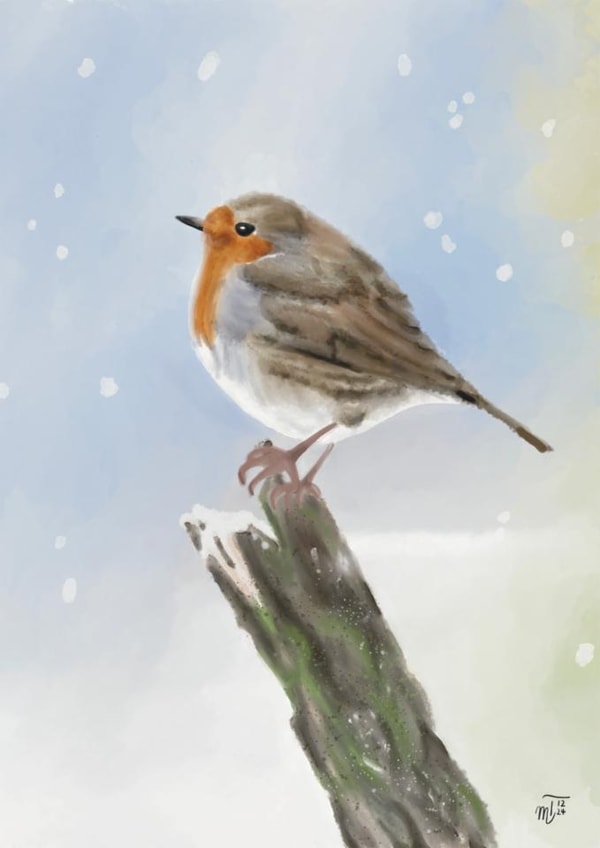 Traditional Christmas Card - Robin in the Snow created by mimi & me designs
