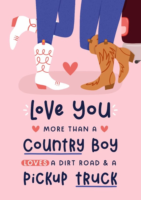 Country Valentine's / Anniversary Card - Cowboy - Pickup Truck - Country Music created by Joanne Hawker