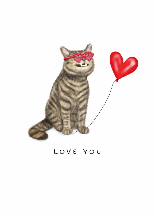 Funny Valentine's Day Card - From the Cat - Tabby Cat Love You Card created by badgerbee design
