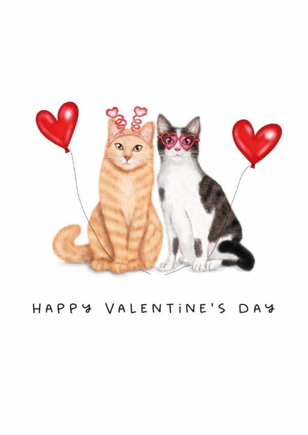 Cute Valentine's Day card - From the Cats - Cat Couple created by badgerbee design