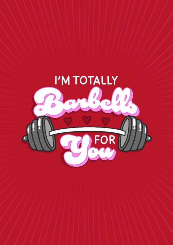 Cute Valentine's Day Card - Gym Pun - Barbells For You created by Kamiya Chirodian