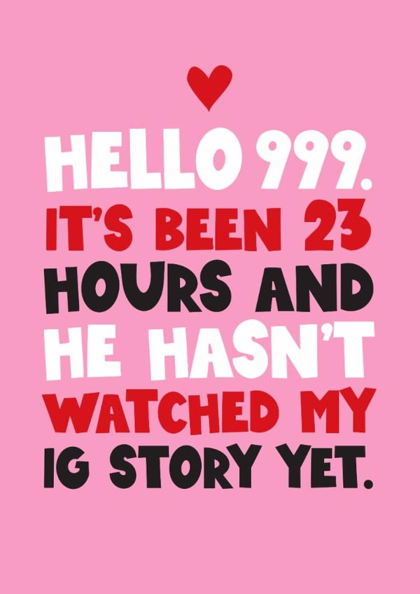 Fun Valentine's Day Card - Hello 999 - IG Story created by Mrs Best Paper Co.