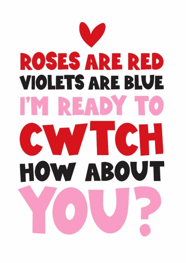 Cute Valentine's Day Card - Welsh Cwthch - Cuddle created by Mrs Best Paper Co.