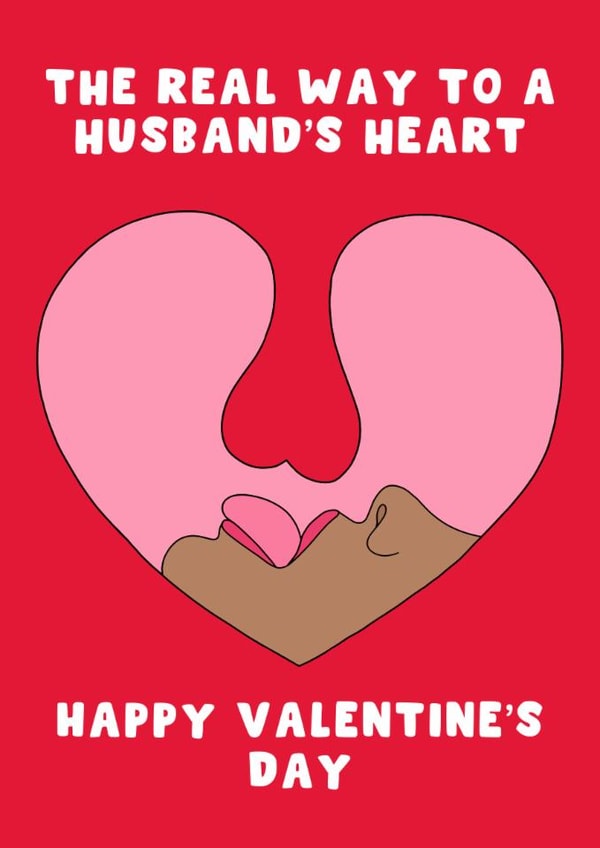 Cheeky Valentine's Day Card - For Husband - The Real Way To A Husbands Heart created by Pink Peach Cards