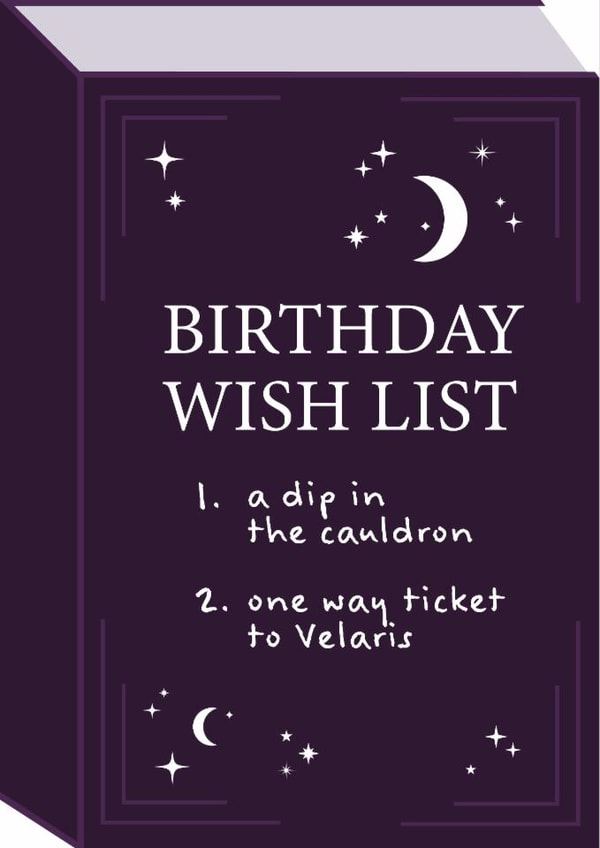 Fun Birthday Card - A Court Of Thorns And Roses - Book created by Tiger Feet Creations