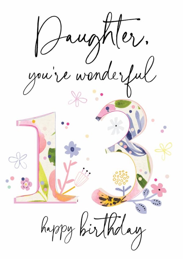 Classic Birthday Card - 13th - For Daughter created by Katie Phythian Design