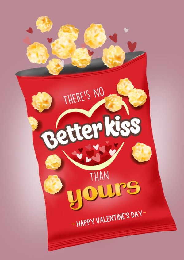 Cute Valentine’s Day Card - Popcorn - No Better Kiss created by I Draw Stuff 