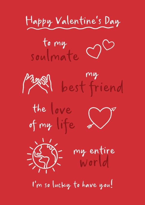 Cute Valentine's Day Card - Soulmate - I'm So Lucky To Have You! created by The Cake Thief
