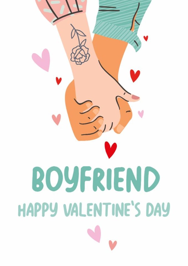 Cute Valentine's Day Card - For Boyfriend - Holding Hands created by Superlush Cards