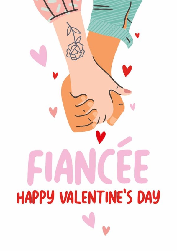 Cute Valentine's day Card - For Fiancée - Holding Hands created by Superlush Cards