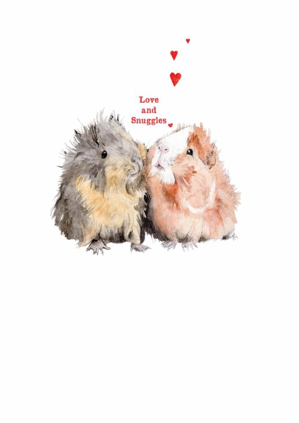 Cute Valentine's Day Card - Guinea Pigs - Love And Snuggles created by Crumble and Core
