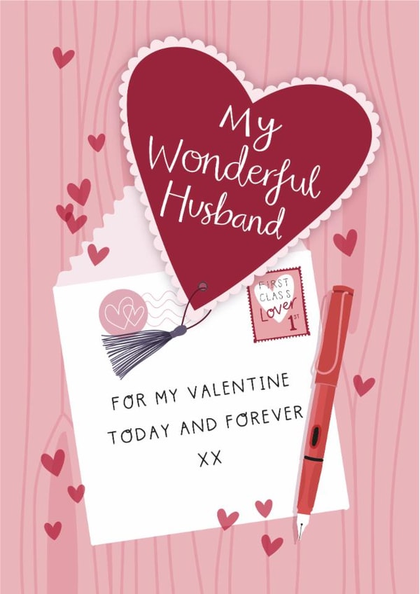 Cute Valentine's Day Card - Wonderful Husband created by Two For Joy Illustration