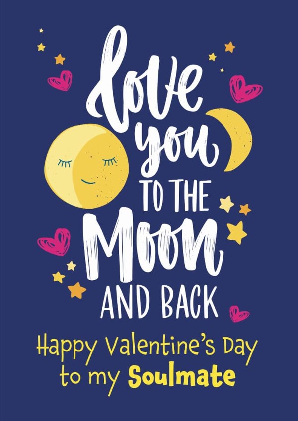 Cute Valentine's Day Card - Soulmate - Love You To The Moon And Back created by Geordies Love Gin