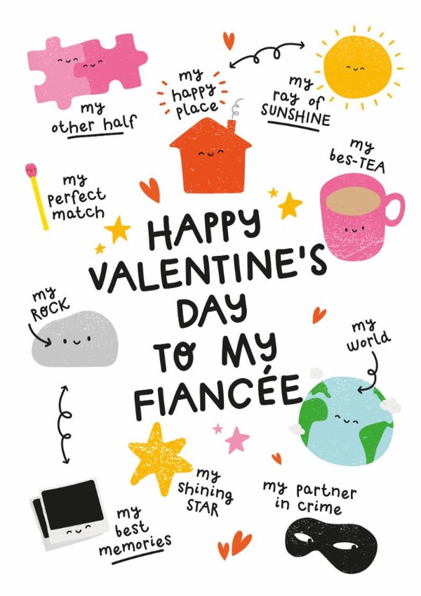 Cute Valentine’s Day Card - For Fiancée - Illustrations created by Twisted Haggis