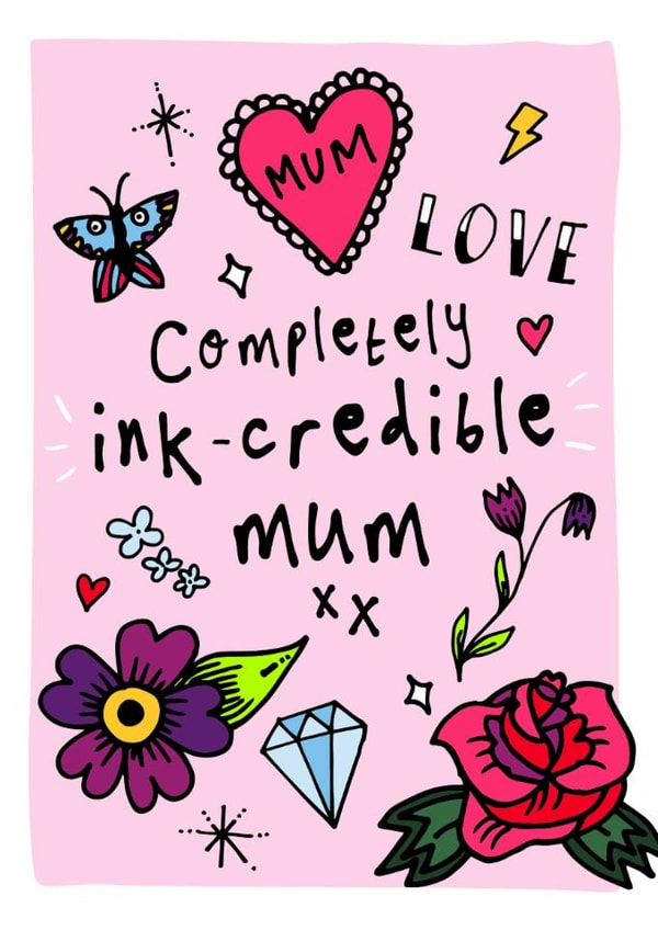 Fun Mother's Day Card - Ink-Credible - Tattoos created by Bow & Bell